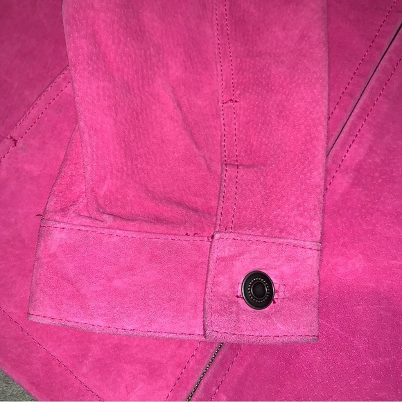 Chico's 1 Pink Leather Jacket with Relaxed Fit and Zip-Up Style - Picture 4 of 9